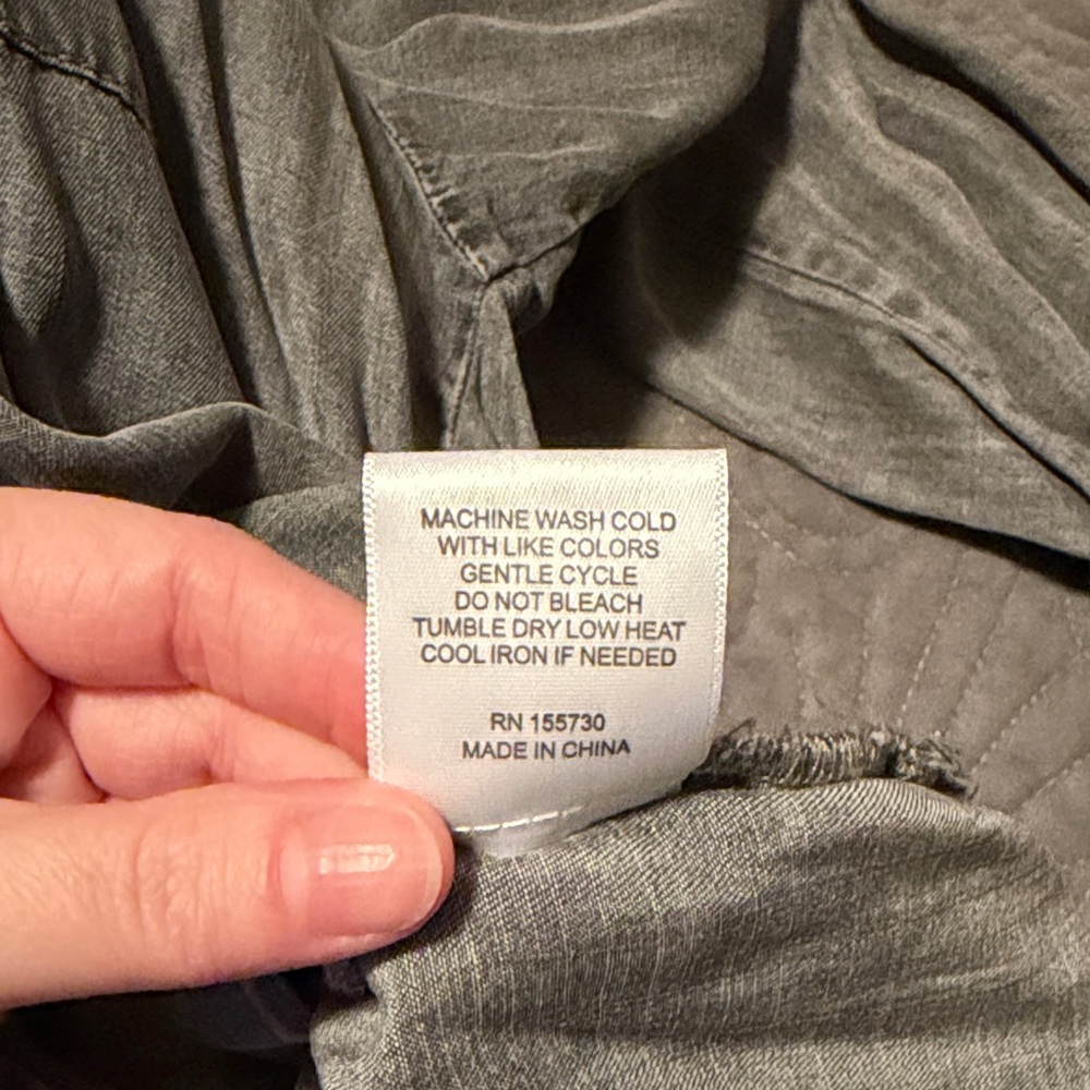 Gray Button-Up Denim Shirt - Picture 6 of 6